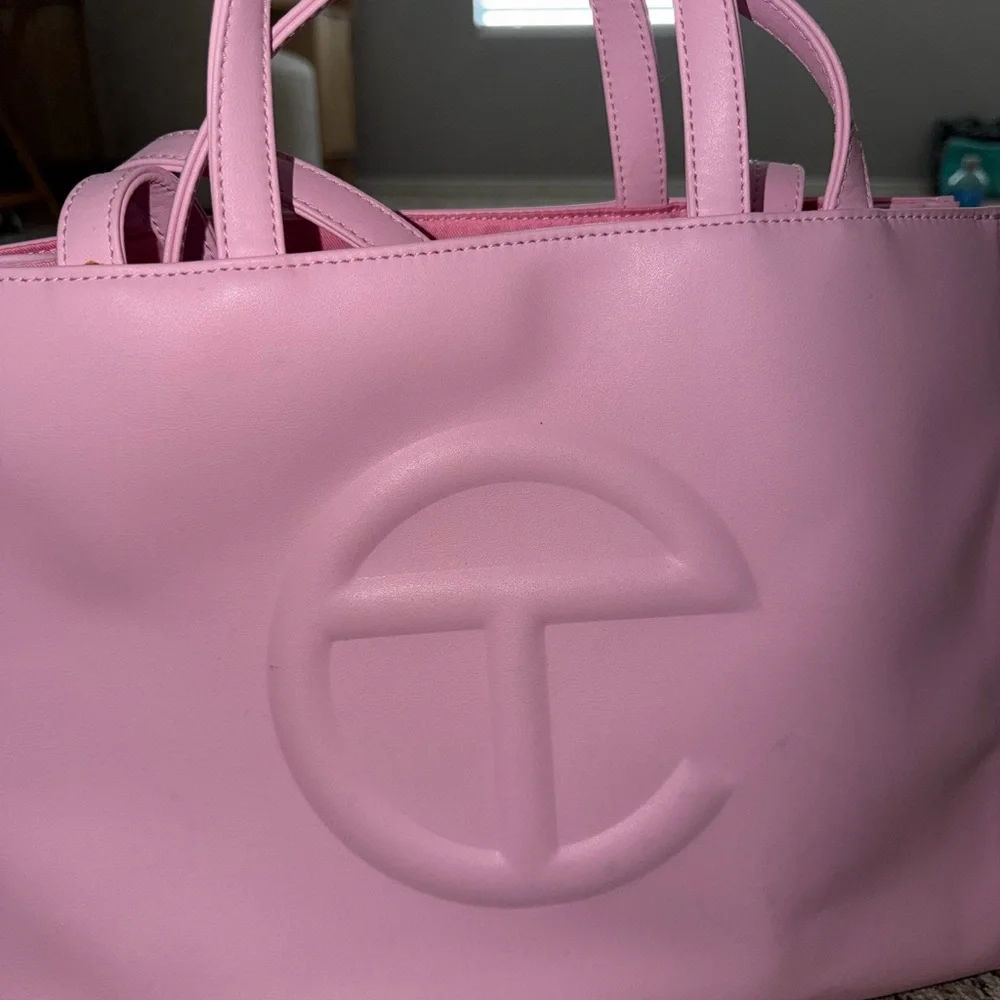 Telfar Pastel Pink Shopping Tote with Embossed Logo